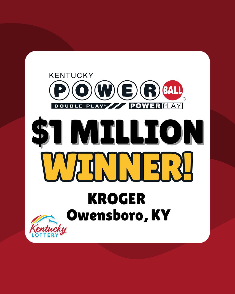 CHECK YOUR TICKETS 👀 We had a $1 MILLION winner in Monday's #Powerball drawing! The winning ticket was sold at a Kroger in Owensboro! 👏 Are you ready to play? Get tickets for Wednesday's drawing at your favorite #KYLottery retailer or online NOW: bit.ly/PowerballKY