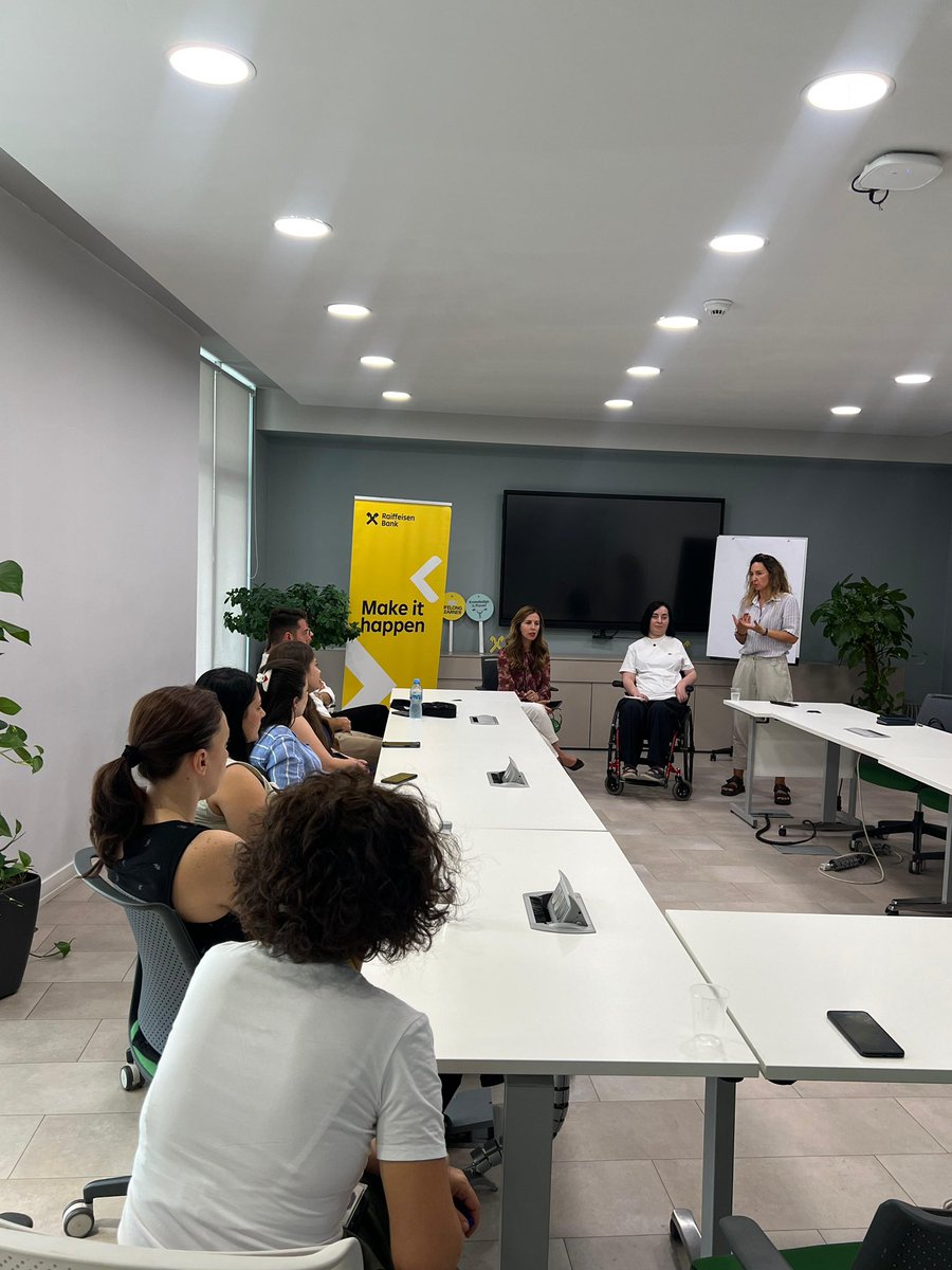 Together with #SeBashku Foundation we were invited by #Raiffeisen Bank to speak about disability inclusion with their staff. 
Topics Covered: human rights model, inclusive language, accessibility, ethical considerations, and employment opportunities for people with disabilities.