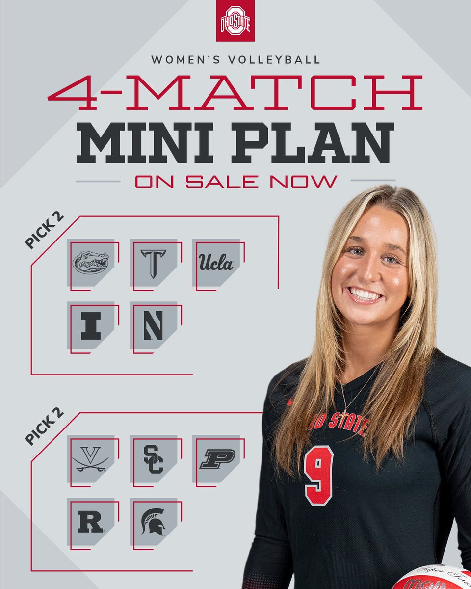 OhioStateWVB's tweet image. 𝟔𝟏 𝐃𝐚𝐲𝐬 until first serve in Covelli💥
Mini plans are now on sale‼️
Use the link in our bio to guarantee your seat TODAY🌰