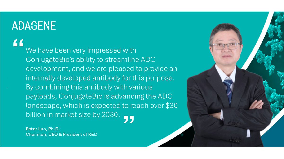 AdageneGlobal's tweet image. We’re partnering with ConjugateBio to develop novel bispecific ADCs using Adagene’s proprietary technology— a big step forward in advancing safer, more targeted cancer therapies.
investor.adagene.com/news-releases/…
#Adagene #ADC #CancerTherapy #Biotech #SAFEbody