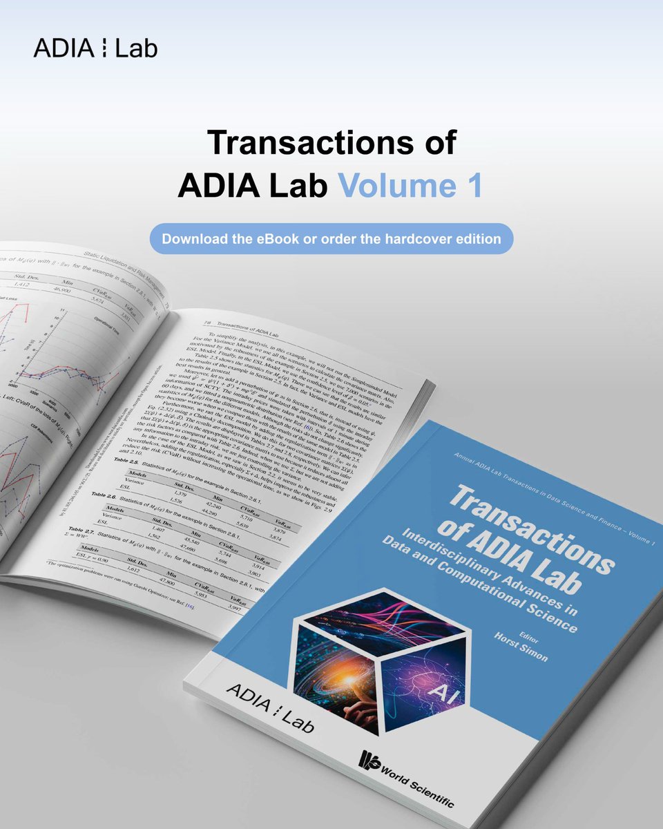 ADIA Lab launches the first volume of Transactions of ADIA Lab -  a peer-reviewed journal spotlighting global research in AI, computational finance and digital innovation. 

Download your copy here: adialab.ae/transactions-o…

#ADIALab #Research #AI #DataScience