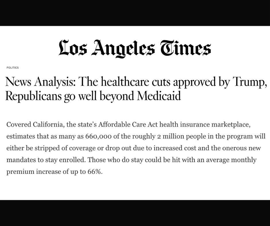 Trump's tax bill could lead to more than 3 million Californians losing their health care, and not just through Medicaid. 

The human cost will be devastating. All to pay for tax cuts for billionaires.