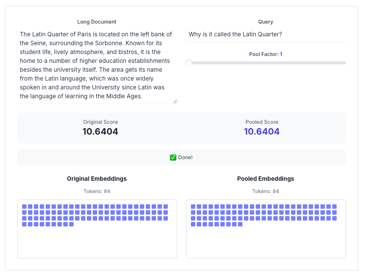 Magical Raphaël back at it again
You can now compute ColBERT embeddings in Rust at light speed for any PyLate models (thus any ColBERT models)
The best part? You can use it with WebAssembly to create awesome demos/visualizations in the browser!