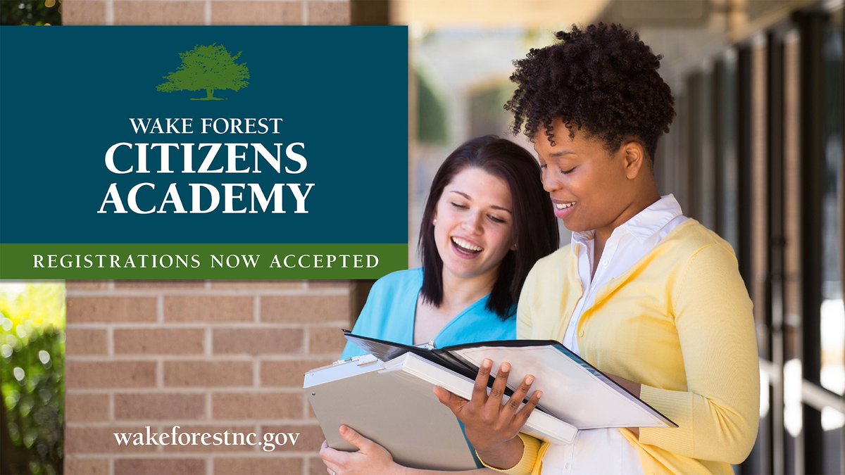 The Town of Wake Forest is accepting registrations for its 2025 Citizen’s Academy!

The online registration form is available at wakeforestnc.gov/citizens-acade… through Friday, August 1. 

#TownofWakeForest #WakeForestNC #CitizensAcademy