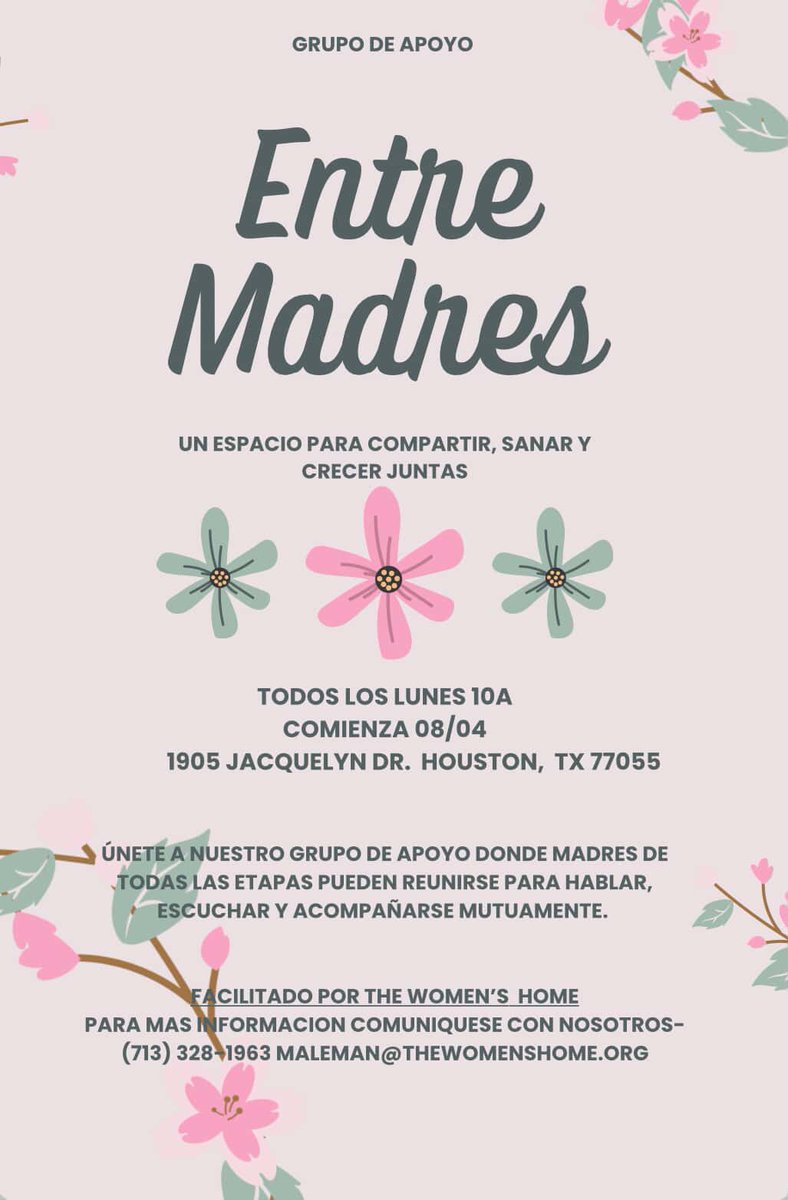 Join this support group for mothers hosted by The Women's Home in the Spring Branch District.