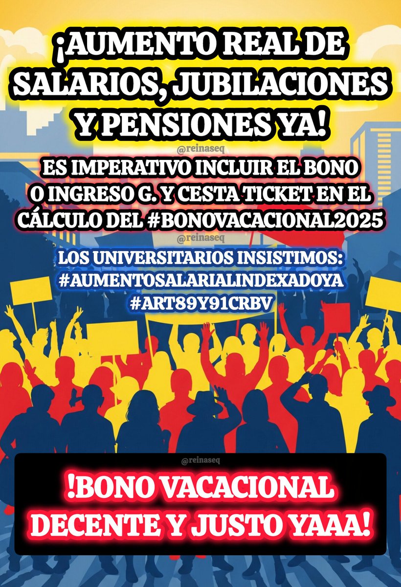𝐑𝐞𝐢𝐧𝐚 𝐒𝐞𝐪𝐮𝐞𝐫𝐚 𝐅𝐥𝐨𝐫𝐞𝐬 (@reinaseq) on Twitter photo 🚨 #RectificaciónYA || CRBV-Art89.1 "Ninguna ley podrá establecer disposiciones Q ALTEREN LA INTANGIBILIDAD Y PROGRESIVIDAD de los derechos y beneficios laborales".
📢📢 #BonoVacacional2025 DECENTE Y JUSTO YAAA!
📢 INSISTIMOS
#AumentoSalarialIndexadoYA
#Art89y91CRBV #Art68CRBV 🚨 #RectificaciónYA || CRBV-Art89.1 "Ninguna ley podrá establecer disposiciones Q ALTEREN LA INTANGIBILIDAD Y PROGRESIVIDAD de los derechos y beneficios laborales".
📢📢 #BonoVacacional2025 DECENTE Y JUSTO YAAA!
📢 INSISTIMOS
#AumentoSalarialIndexadoYA
#Art89y91CRBV #Art68CRBV