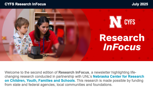 UNL_CYFS's tweet image. We're keeping #Nebraska Research InFocus! 📸 See quick snapshots of life-changing social, behavioral & educational research conducted in partnership w/ CYFS.
👉 Read July newsletter ›› conta.cc/44mBRuY
📩 Join list ›› cyfs.unl.edu/cyfs/mailing-l…
#NUforNE #ResearchWorks