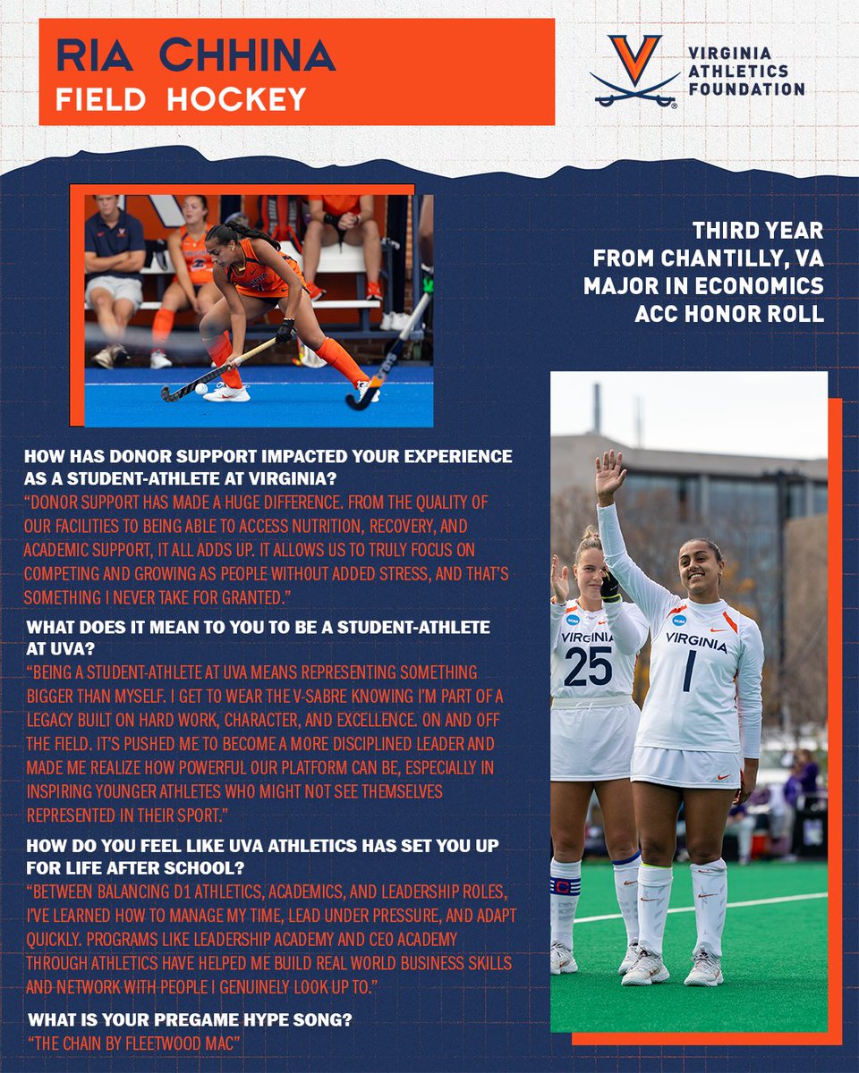 Meet Ria Chhina. A Virginia native who takes great pride in wearing the orange and blue. She describes her experience as something bigger than herself; a “legacy built on hard work, character, and excellence.”