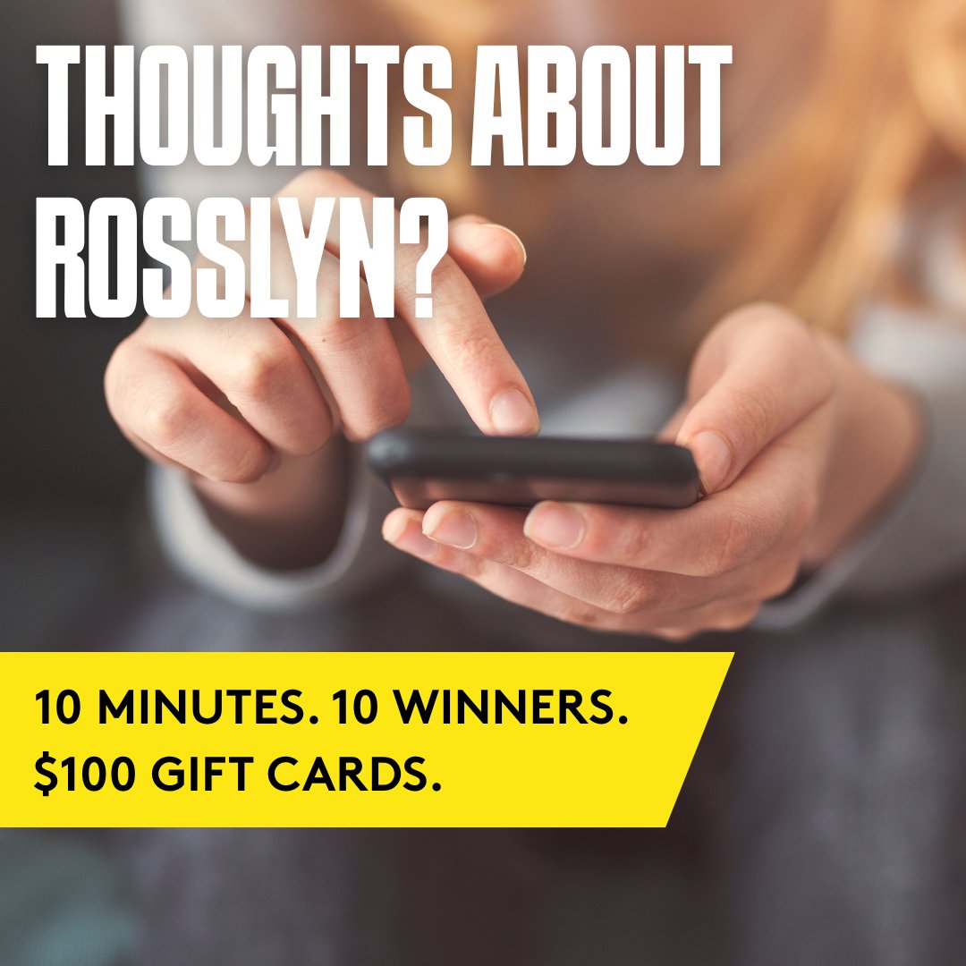 We need you! 🫵 
Share your thoughts about #RosslynVA and help shape its future for a chance to win a $100 gift card to your favorite Rosslyn restaurant.
Click the link to make your voice heard: bit.ly/4409oes

#PerceptionSurvey #ArlingtonVA #DMV