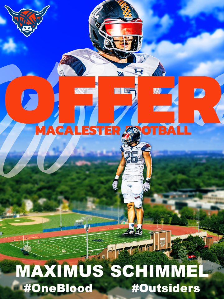 After a great phone call with Coach <a href="/Phil_Nicolaides/">Phil Nicolaides</a> I am beyond grateful to have received my 1st Official Offer + support through admissions to play <a href="/MacalesterFB/">Macalester Football</a>! Thanks for the awesome graphic, GO OUTSIDERS!
<a href="/TheCoachReedzo/">Matthew Reed</a> <a href="/MacCoachHauser/">Zachary Hauser</a> 

<a href="/Get__Recruited/">Get Recruited</a> <a href="/LBHS_Football/">Marines Football</a>