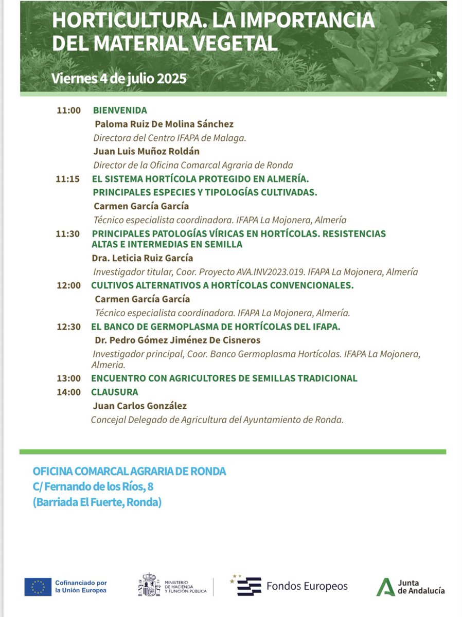 🍅🥒🌶️ Muy interesante y práctica jornada sobre HORTICULTURA y LA IMPORTANCIA DEL MATERIAL VEGETAL, la que <a href="/IfapaJunta/">IFAPA</a> La Mojonera impartió el pasado viernes en las nuevas instalaciones de la #OCA #Ronda.