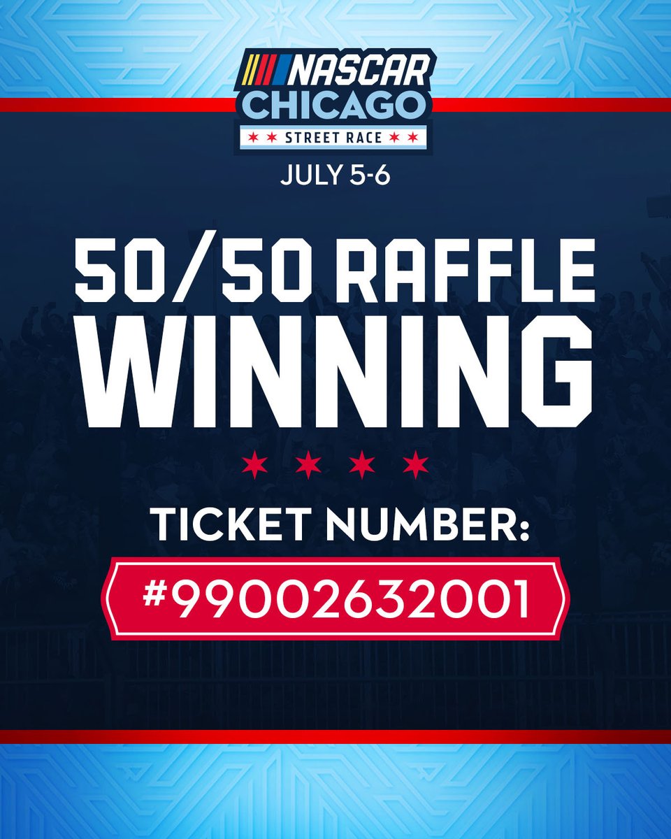 NASCARChicago's tweet image. The winning ticket numbers have been selected for the #NASCARChicago 50/50 raffle and the add-on raffle!
This year's jackpot reached $23,272! 👏
🔗: nascarchicago5050.com