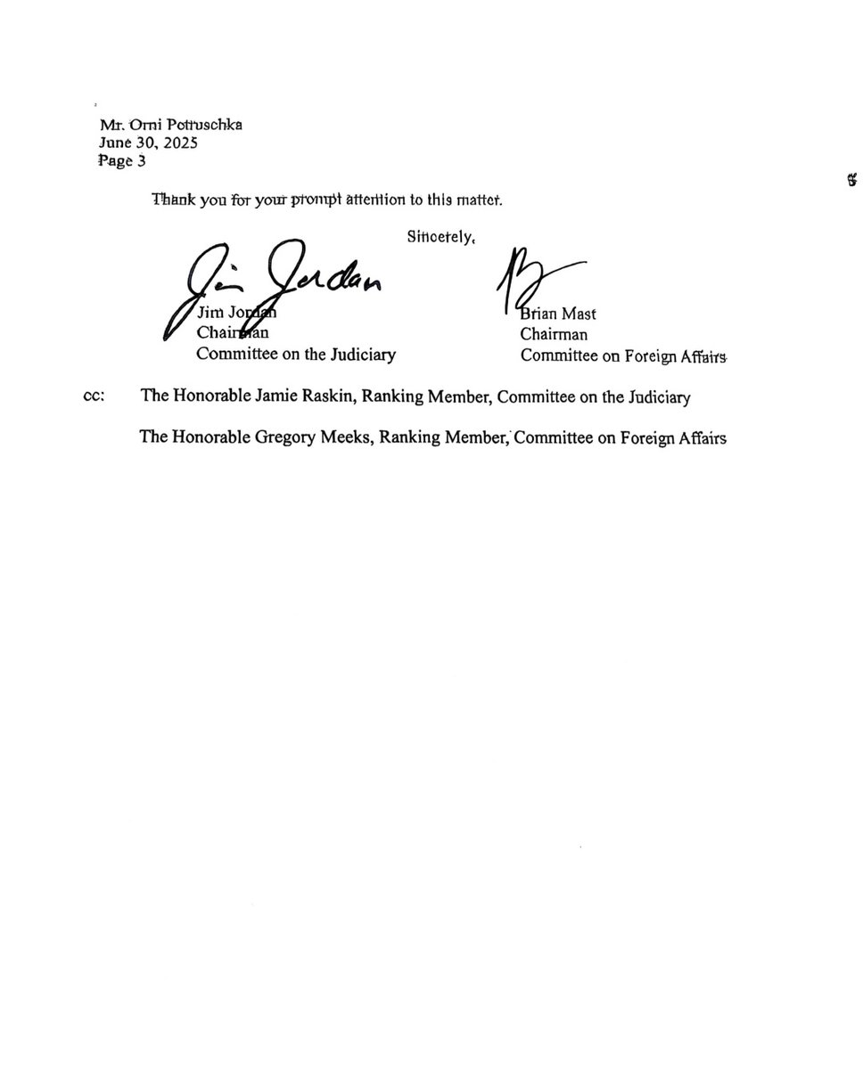 פרסום ראשון: מכתב האזהרה השני שנשלח מהקונגרס לעמותת "עתיד כחול לבן", הפעם ליו"ר העמותה אורני פטרוקשה, מראשי מחאת קפלן. 

כזכור, במכתב הראשון קיבלה העמותה סוג של אולטימטום מוועדות החוץ והמשפט של בית הנבחרים - להעביר מסמכים שנוגעים למימון שהועבר לה, בחשד כי חלקו הגיע בעקיפין מממשל