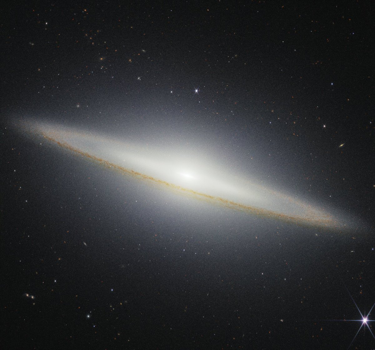 Nos quitamos el sombrero ante esta vista. 🎩 

Nuestro telescopio espacial <a href="/NASAWebb/">NASA Webb Telescope</a> captó esta imagen que revela, por primera vez, a la icónica galaxia del Sombrero en luz del infrarrojo cercano. Esta galaxia se encuentra a unos 30 millones de años luz de la Tierra.
