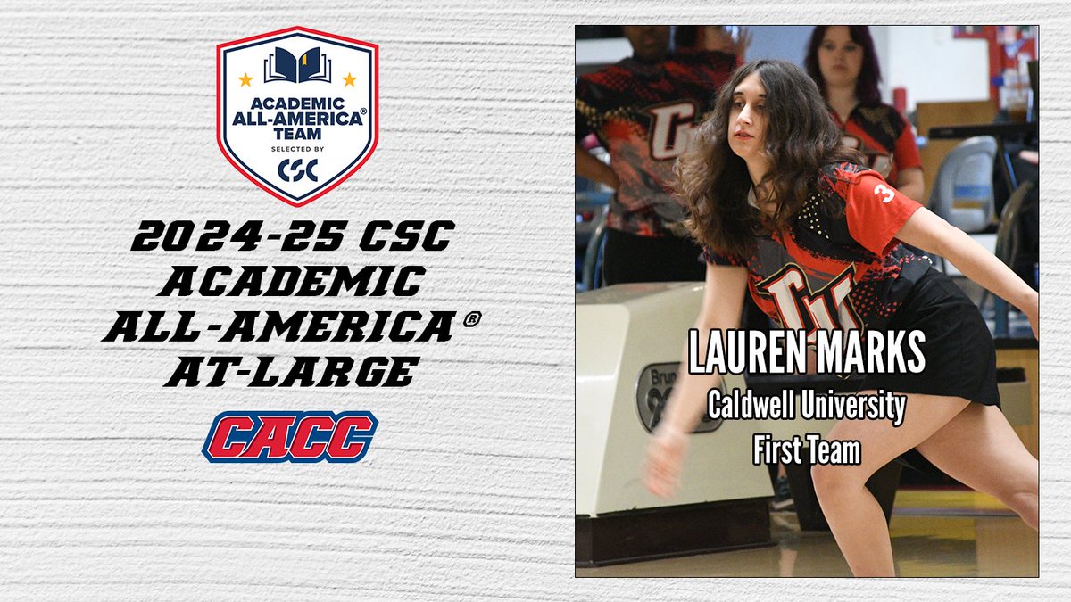 CACC01's tweet image. Lauren Marks of @CaldwellCougars women's bowling has been named a 2024-25 First-Team At-Large Academic All-American® by @CollSportsComm
caccathletics.org/news/2025/7/8/…