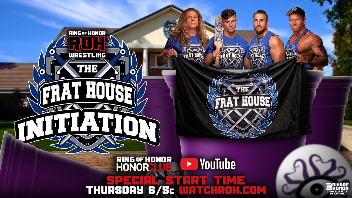 ROH - Ring of Honor Wrestling (@ringofhonor) on Twitter photo TOMORROW
We’ve seen what the Frat House (<a href="/Pres10Vance/">Pres10</a>, <a href="/griffgarrison1/">Griff Garrison</a>, <a href="/JackedJameson/">Jacked Jameson</a> + <a href="/realcolekarter/">Cole Karter</a>) puts their pledges through. The next round’s coming TOMORROW NIGHT on ROH TV!
📺 Watch ROH TV on #HonorClub at the SPECIAL START TIME of 6/5c WatchROH.com TOMORROW
We’ve seen what the Frat House (<a href="/Pres10Vance/">Pres10</a>, <a href="/griffgarrison1/">Griff Garrison</a>, <a href="/JackedJameson/">Jacked Jameson</a> + <a href="/realcolekarter/">Cole Karter</a>) puts their pledges through. The next round’s coming TOMORROW NIGHT on ROH TV!
📺 Watch ROH TV on #HonorClub at the SPECIAL START TIME of 6/5c WatchROH.com