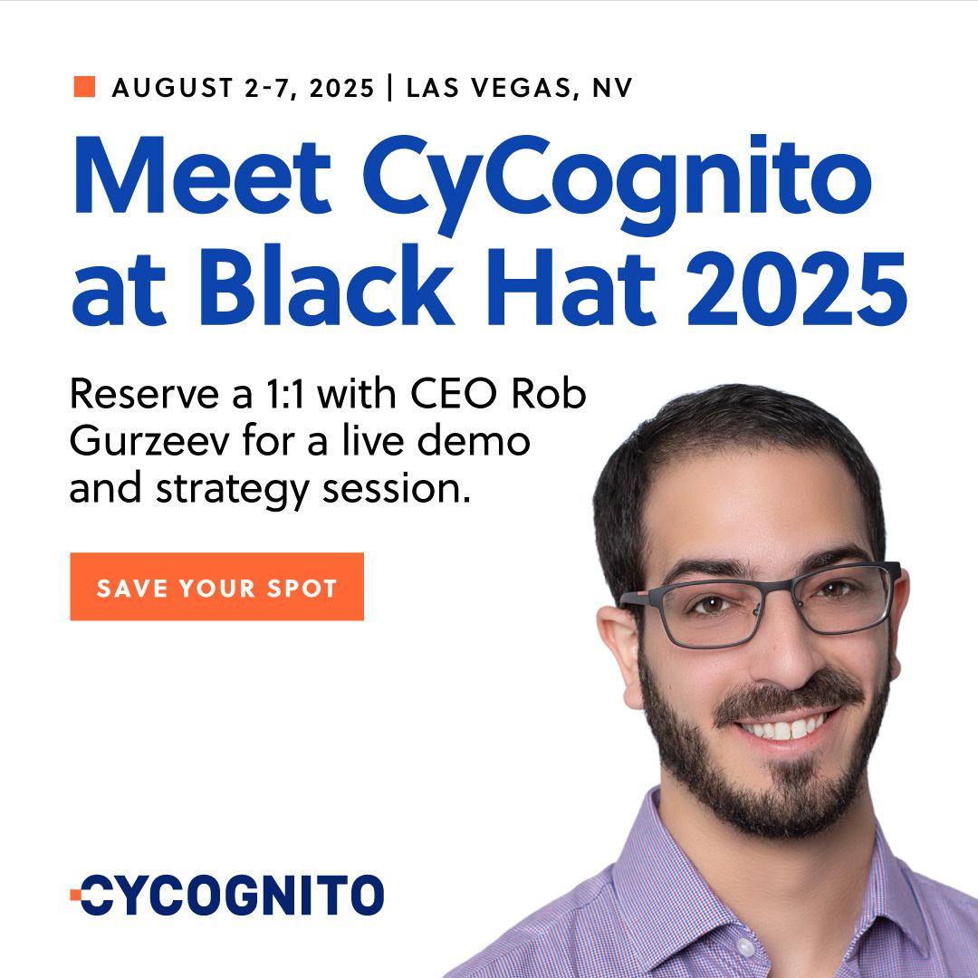 Black Hat 2025 is almost here, and CyCognito is heading to Vegas from August 2-7!
Book a 1:1 meeting with a member of our team, including CEO @rob_gurz, to:
✔️ See the platform in action
✔️ Preview new features
✔️ Get custom security insights
cycognito.com/news/events/bl…
#BlackHat2025