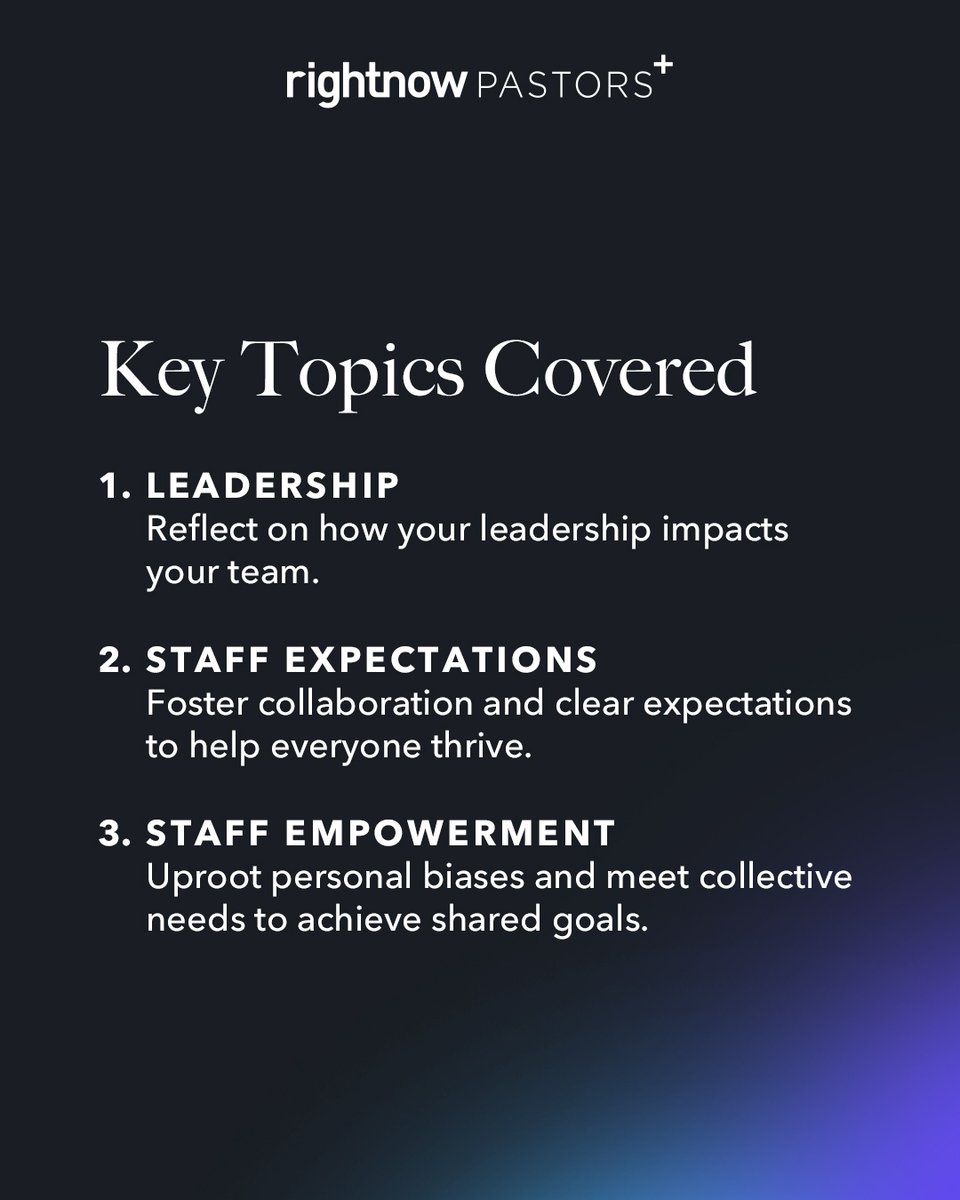 RightNowMedia's tweet image. Church leaders, ready to transform your church staff culture? 🌱 In the RightNow Pastors+ course, A Healthy Church Staff Culture, @DrHenryCloud empowers you to build a healthy culture from the ground up.
🔗 See the link below to learn more. rnow.me/pastorsplus