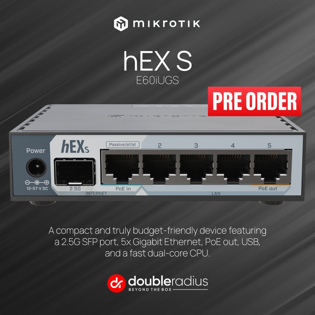 Power. PoE. Price.

The #MikroTik hEX S #E60iUGS is your new wired workhorse. 

🛒 Preorder Now at #DoubleRadius: buff.ly/ROOfSYV