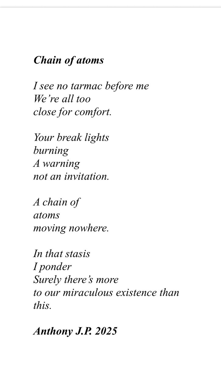 antJP01's tweet image. My offering for @TopTweetTuesday 
I’ve seen some real gems today! 
Here’s to our fantastic host @sandrajnoel and in honour of a certain state visit I say, Vive La Bough Noir!! @blackboughpoems 

This one is a different take on the everyday…

‘Chain of Atoms’