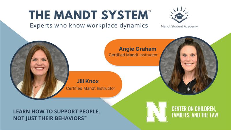 UNLCCFL's tweet image. Register today to reserve your spot! ow.ly/zOEP50WmyQQ
CCFL is offering Mandt System® relational training to university faculty, staff, and graduate students on Aug. 12 and Oct. 1. Learn more: ow.ly/OBg350WmyQP
#Deescalation #HelpingTheHelpersCCFL #UNL