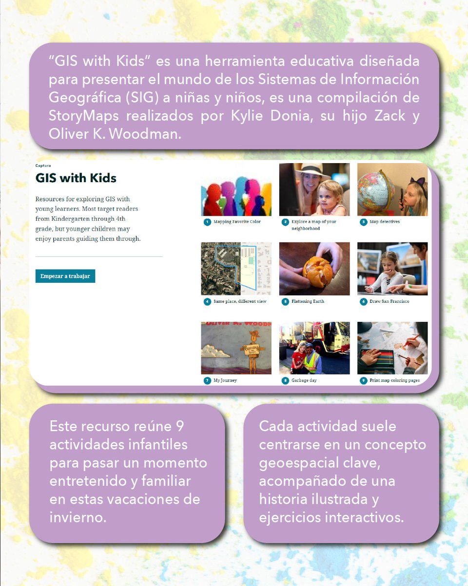 ESRIChile's tweet image. ¡Diviértete con los Sistemas de Información Geográfica (#SIG) realizando estas entretenidas #actividades! 😉🗺️🖍️
Encuentra esta colección de #StoryMaps en el siguiente enlace 👉 f.mtr.cool/xtnxeafkci
#Esri #EsriChile #TheScienceOfWhere #Actividades #ActividadesInfantiles