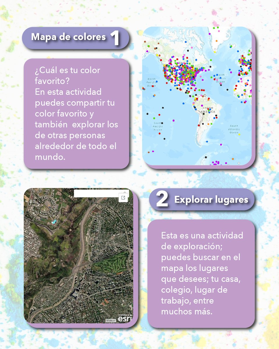 ESRIChile's tweet image. ¡Diviértete con los Sistemas de Información Geográfica (#SIG) realizando estas entretenidas #actividades! 😉🗺️🖍️
Encuentra esta colección de #StoryMaps en el siguiente enlace 👉 f.mtr.cool/xtnxeafkci
#Esri #EsriChile #TheScienceOfWhere #Actividades #ActividadesInfantiles