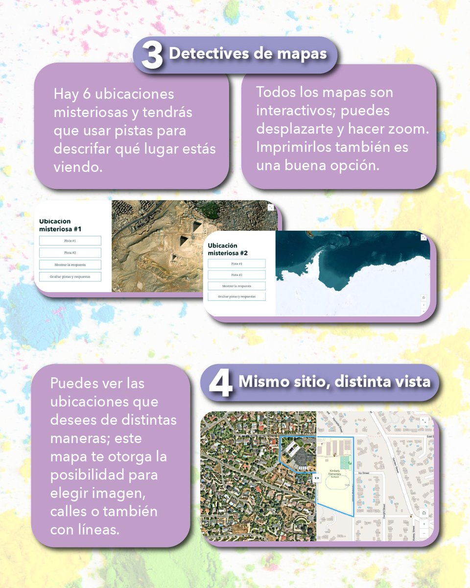 ESRIChile's tweet image. ¡Diviértete con los Sistemas de Información Geográfica (#SIG) realizando estas entretenidas #actividades! 😉🗺️🖍️
Encuentra esta colección de #StoryMaps en el siguiente enlace 👉 f.mtr.cool/xtnxeafkci
#Esri #EsriChile #TheScienceOfWhere #Actividades #ActividadesInfantiles