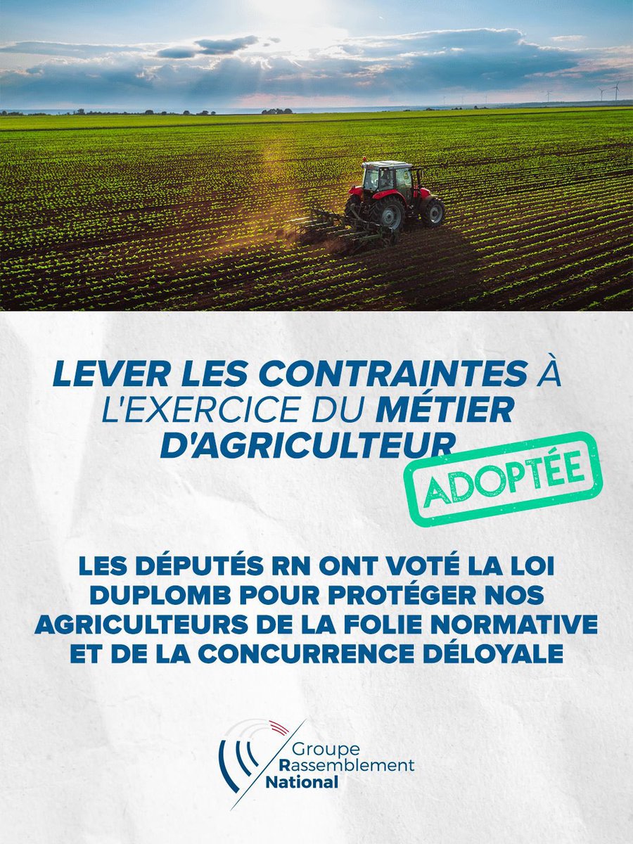 ✅ Alors que les sénateurs socialistes de l’#Aude ont tous voté contre, la #PPLDuplomb a été définitivement adoptée par l’Assemblée nationale.
C’est une victoire pour le monde agricole.

Des revendications majeures ont enfin été entendues :
💧 Stockage de l’eau
📚 Allègement des