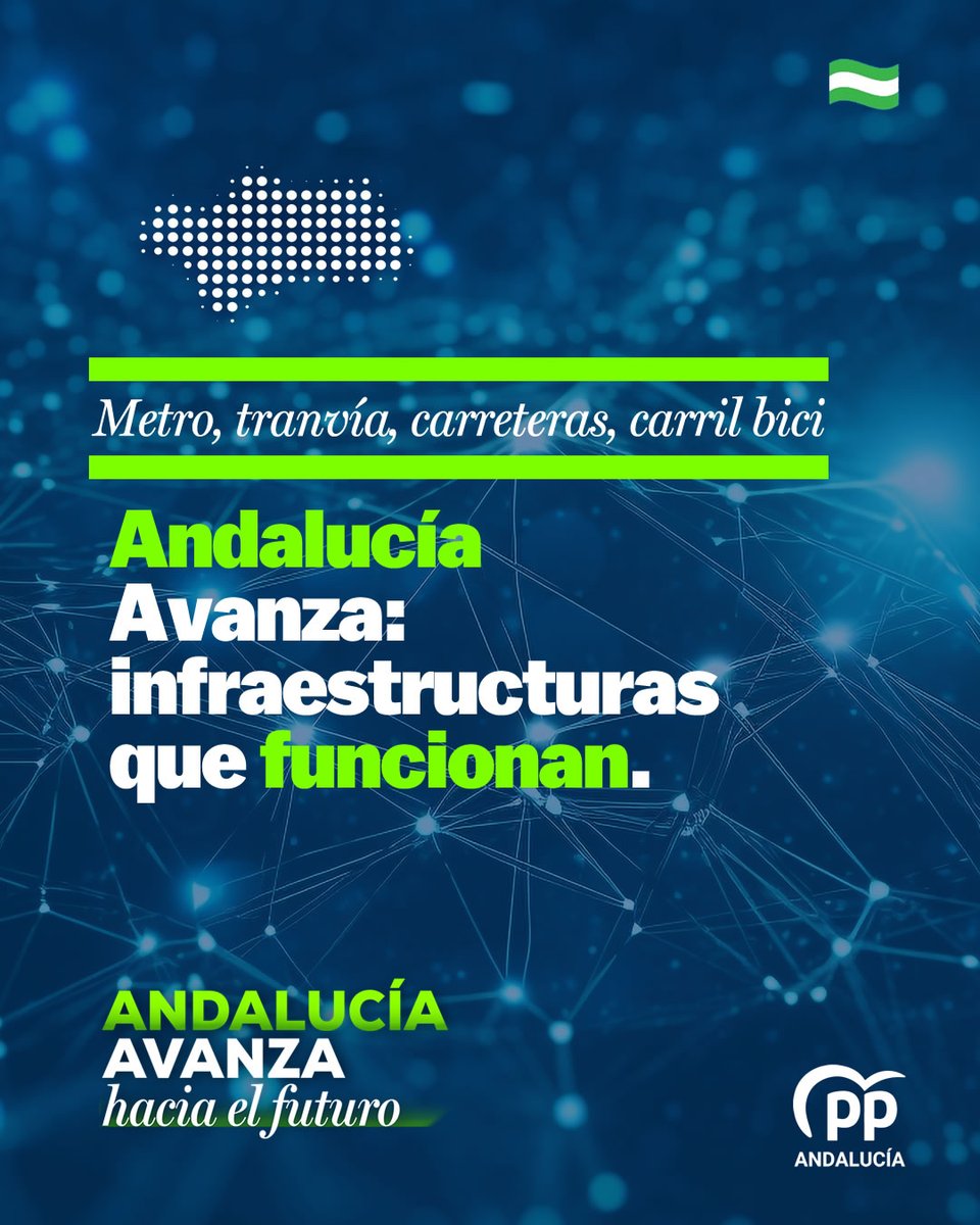 🚆 Movilidad real.
🏗️ Infraestructuras que funcionan.
Metro, tranvía, carreteras, carriles bici…
Andalucía avanza conectando personas.

#AndalucíaAvanza #Infraestructuras #MovilidadQueFunciona