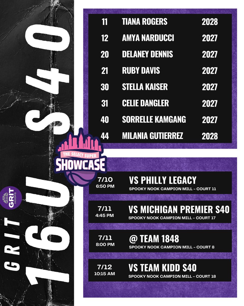 GRIT (@grithoops) on Twitter photo ‼️SELECT SUPER SHOWCASE 16U S40 SCHEDULE‼️
• All teams playing at Spooky Nook Champion Mill 🏀
• College Coaches please reach out with any questions - grithoopsclub@gmail.com 📧
LET’S HOOP 🙌
#GRIT ‼️SELECT SUPER SHOWCASE 16U S40 SCHEDULE‼️
• All teams playing at Spooky Nook Champion Mill 🏀
• College Coaches please reach out with any questions - grithoopsclub@gmail.com 📧
LET’S HOOP 🙌
#GRIT