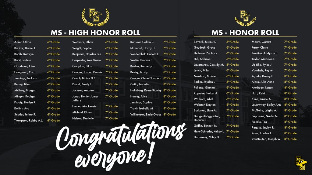 Our last — but not least — Honor Rollers of the year. Our "Falcons in the Middle"! #foreverfalcons