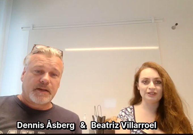 O explorador Dennis Asberg ao lado da astrônoma Beatriz Villarroel. Reprodução (X).