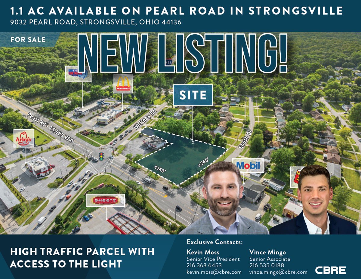 KevinMoss216's tweet image. New 1.1 acre signalized land listing in Strongsville for sale 馃敟