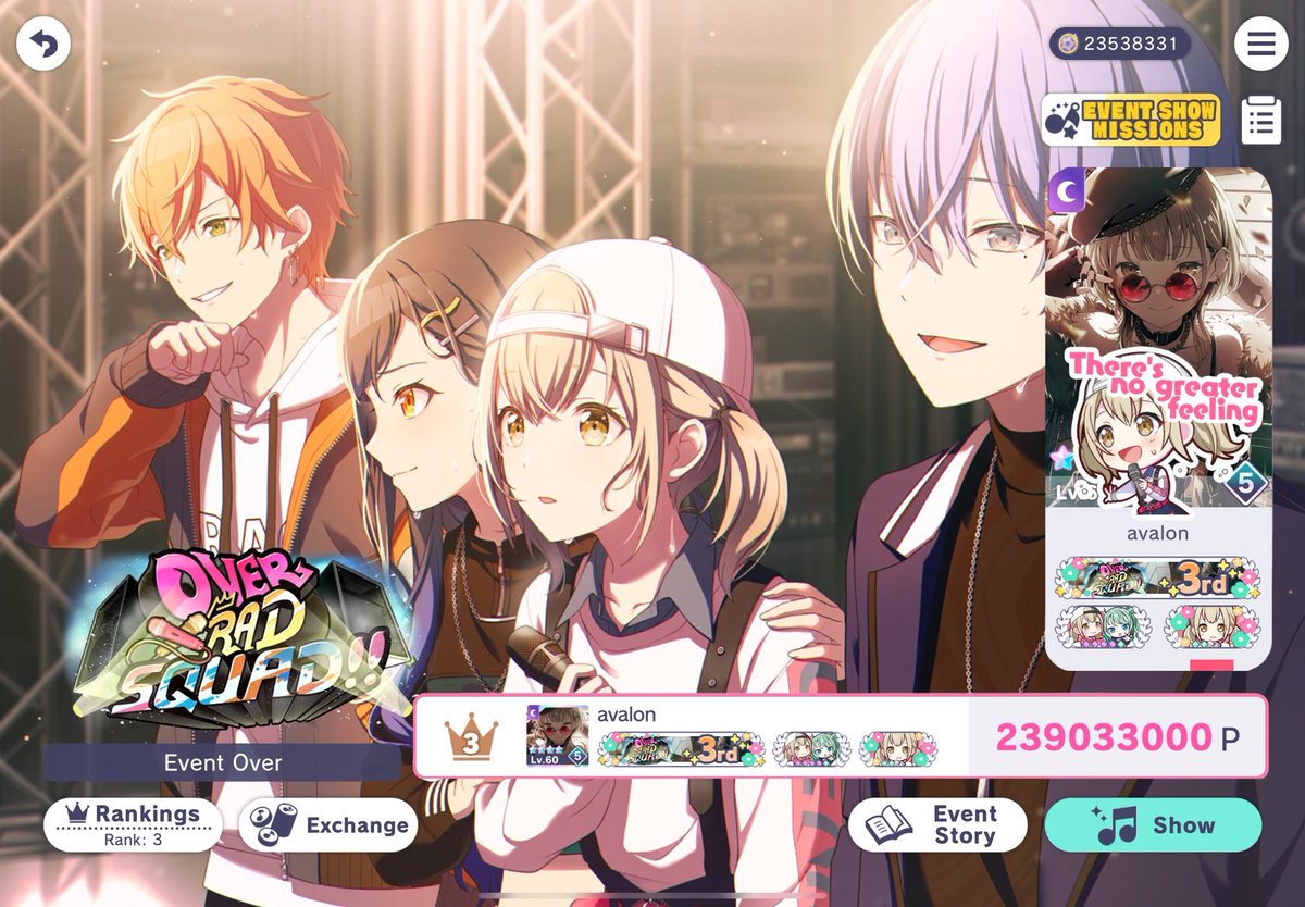 azusawavalon's tweet image. OVER RAD SQUAD!!

🥉 - 239,033,000

this has been a crazy event, and I never expected to overshoot my original t10 goal, and end up podium!! I&apos;m so glad I get to share the leaderboard with my awesome fellow kohane oshis 🩷🐹🩷🐹🩷🐹