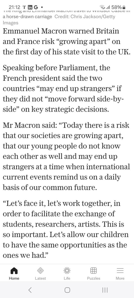 Macron tells Parliament exactly as it is. It's time that we worked together. It's time to move towards rejoining.
