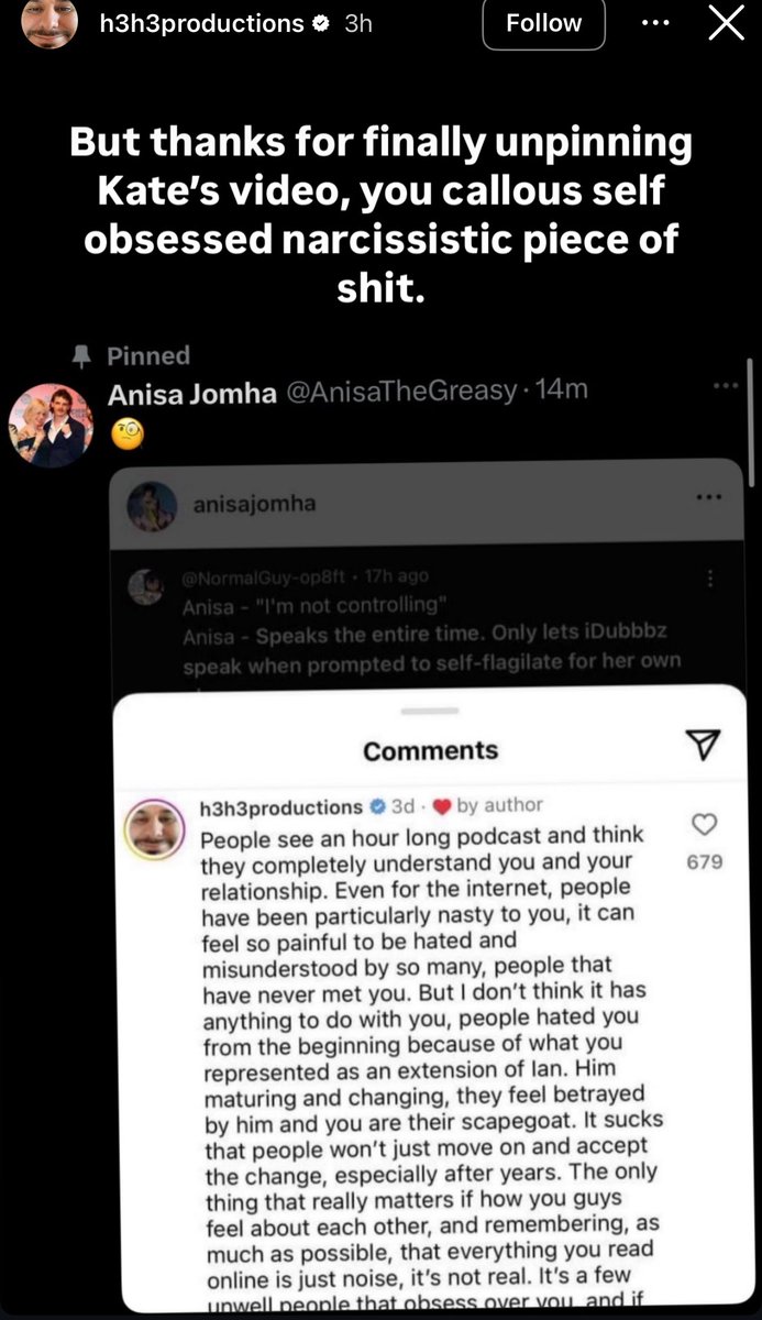 Ethan is dropping tons of stories today

In this batch he responds to Anisa’s tweets from today, including the pinned one

“All you’re showing is how much I care and wanted to defend you and see the best in my friends..obviously a lot has changed..is your defense really had