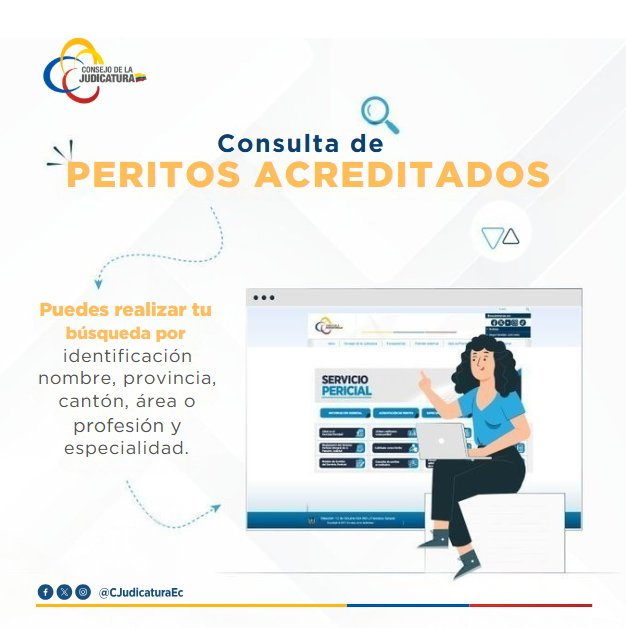 AzuayCJ's tweet image. 🔎 ¿Necesitas un perito especializado?

Consulta fácilmente el listado de peritos acreditados por el Consejo de la Judicatura en nuestra web. 👨‍⚖️👩‍🔬

Ingresa al  y encuentra profesionales calificados en distintas áreas. ✅📲

#JusticiaResponsable
