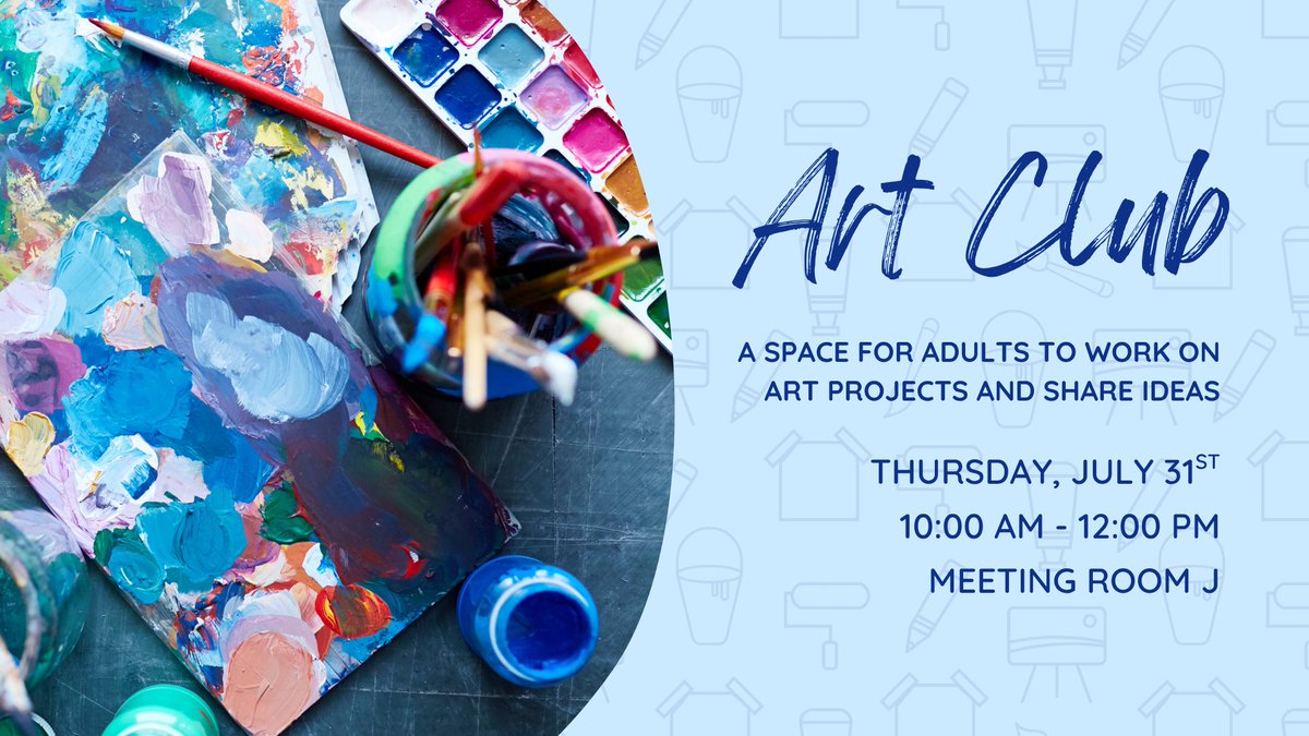 Got a creative project waiting for some extra attention? 🎨🖌️

Bring your supplies and your latest work-in-progress to Art Club—a relaxed space to create, share tips, and swap techniques with fellow adult artists. No need to sign up, just show up and get inspired!