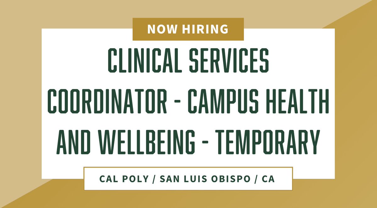 #NowHiring Clinical Services Coordinator - Campus Health and Wellbeing - Temporary. To see the full position description, click here: bit.ly/44uHdTB