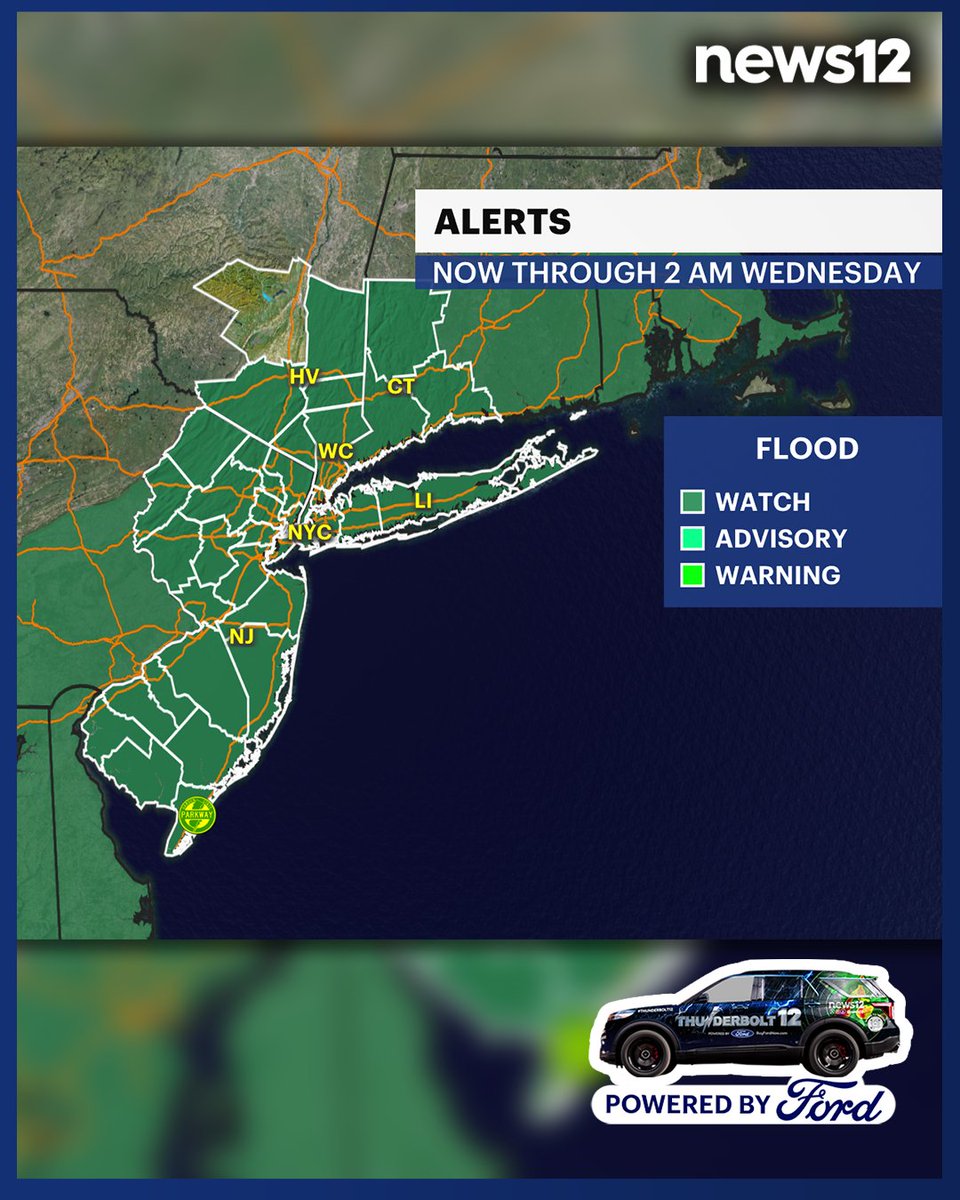 N12Thunderbolt's tweet image. THUNDERBOLT 12 ⚠️ Scattered strong to severe storms arrive after 2 p.m. through 12 a.m. There's a risk for severe weather, and damaging winds and flooding downpours are the primary concern. Stick with News 12 and check your hyper-local forecast for more.
