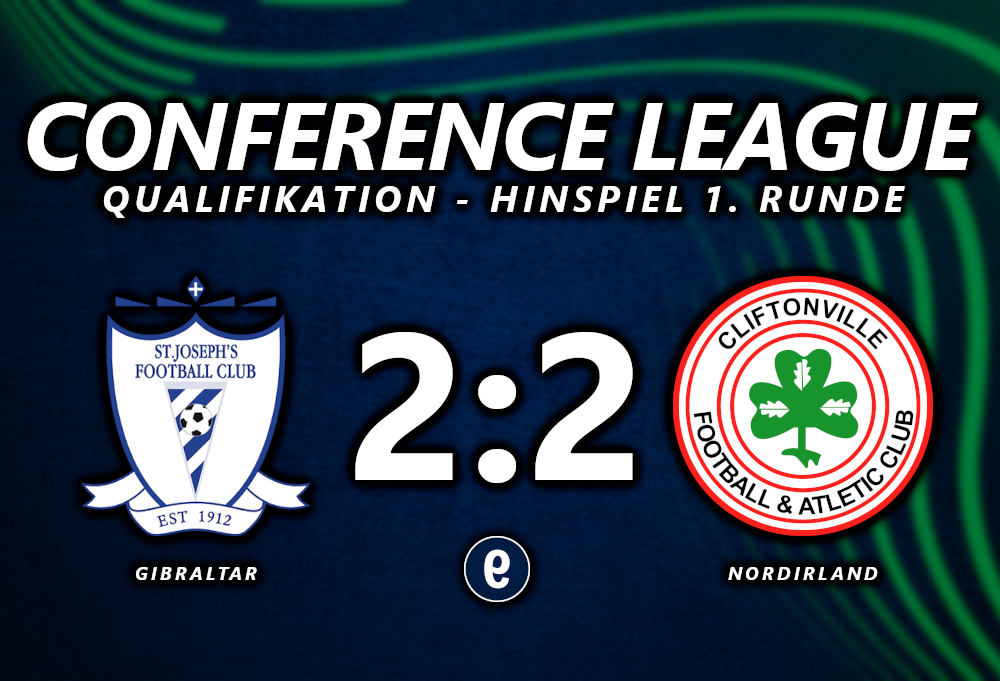 In der Qualifikation zur UEFA Conference League gibt es keinen Sieger beim ersten Spiel der Saison. Zwischen dem St Joseph's FC und dem Cliftonville Football Club steht es am Ende 2:2.🏆

📲 Alle Ergebnisse der Europapokal-Qualifikation: diefalsche9.de/teilnehmer-und…