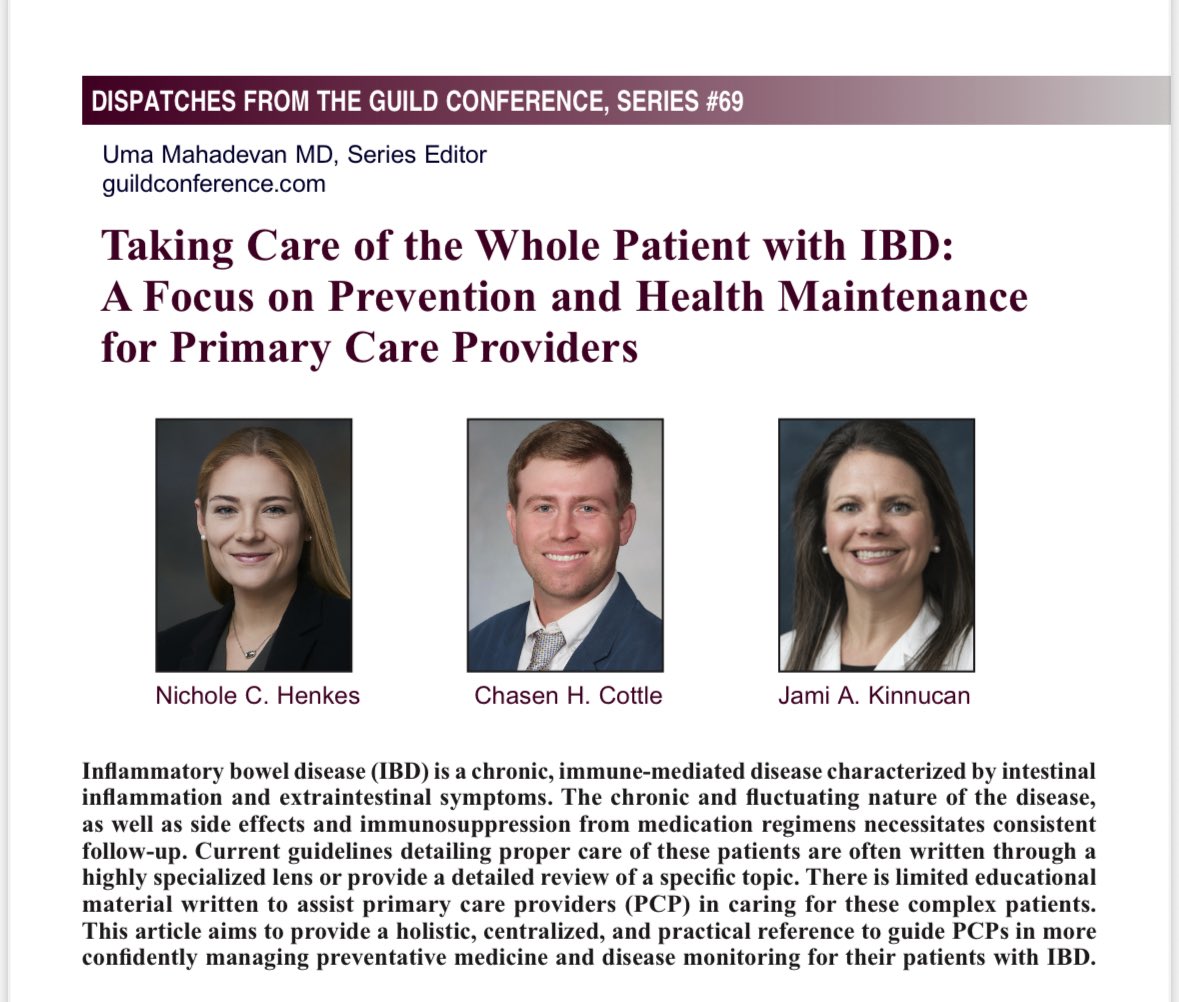 Nutritional Therapy for IBD (@ntforibd) on Twitter photo 💡Taking care of the whole patient with #IBD matters for better long-term health
<a href="/NicholeHenkes/">Nichole Henkes, MD</a>, Cottle & <a href="/ibdgijami/">Jami Kinnucan, MD, FACG, AGAF, FCCF</a> share practical guidance to primary care providers, with important nutrition-related highlights:
👉Bone mineral density testing
👉Annual monitoring of Vitamin D 💡Taking care of the whole patient with #IBD matters for better long-term health
<a href="/NicholeHenkes/">Nichole Henkes, MD</a>, Cottle & <a href="/ibdgijami/">Jami Kinnucan, MD, FACG, AGAF, FCCF</a> share practical guidance to primary care providers, with important nutrition-related highlights:
👉Bone mineral density testing
👉Annual monitoring of Vitamin D