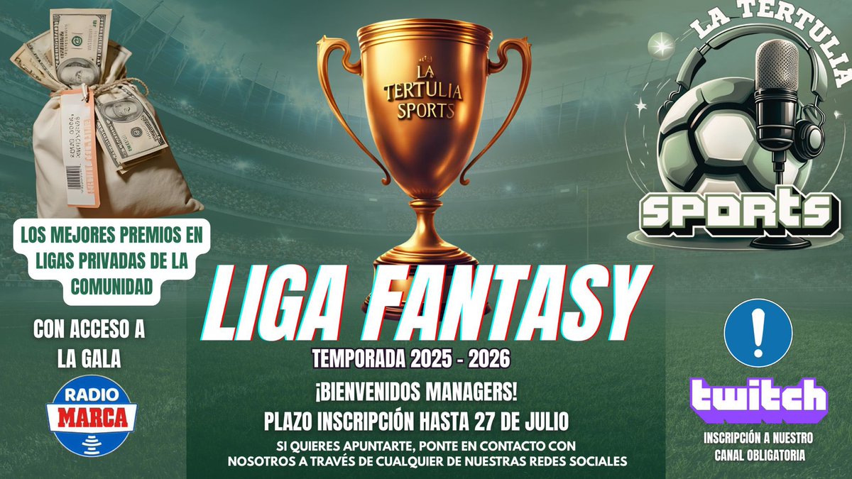 👋 Managers… llegó el día‼️

🫵 Ya te puedes apuntar a nuestras ligas privadas en <a href="/FantasyMarca/">Movistar Fantasy MARCA</a> 

🫣 ¿Quieres competir con los mejores managers y creadores de contenido fantasy? Tenemos un modelo de ascensos por divisiones divididos en dos splits, brindando una diversión