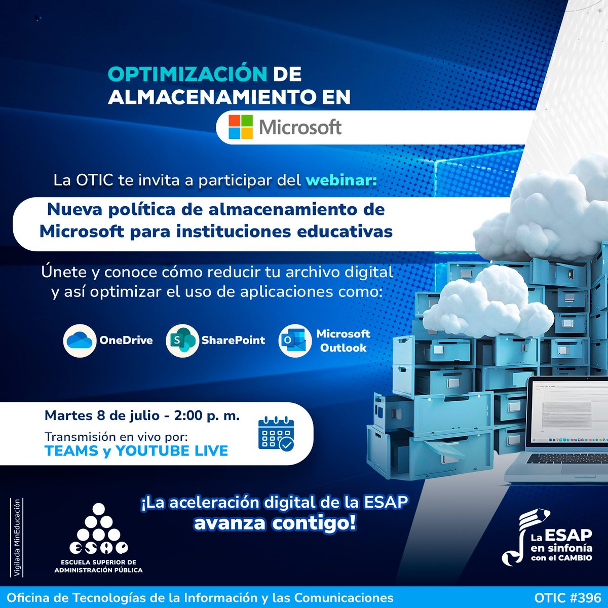 #AEstaHora | Conoce cómo optimizar el uso de las plataformas de almacenamiento Microsoft para la protección de nuestro activo más valioso: la información.

Conéctate YA:
youtube.com/live/-_MMgjpdZ…

#RutaOTICMás
