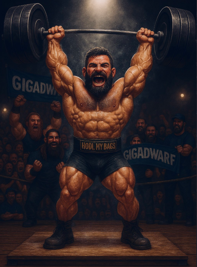 gigadwarfcto's tweet photo. The bar is too heavy.
The platform is cracking.
Still, we lift. We don’t ask if— We ask how much. #GIGADWARF #HODLMYBAGS #CHARTLIFTERS #StillStacking https://t.co/xcvXc7rkOX