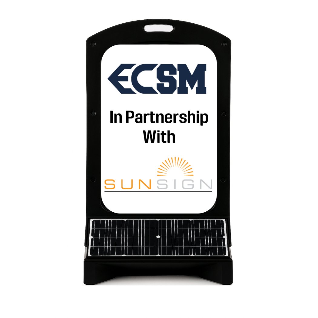 Big news! EC Sports Management is teaming up with Sunsign to bring solar-powered standing signs to racetracks and race teams across North America. 

Clean energy meets high performance ⚡🏁

#Racing #SolarPower #Sustainability #MotorsportMarketing #GreenEnergy