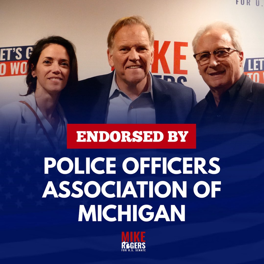 MikeRogersForMI's tweet image. From keeping deadly drugs out of our communities to protecting victims, I will fight alongside our brave law enforcement to make each day safer than the last.
Thank you to @MIPOAM for your full support!
