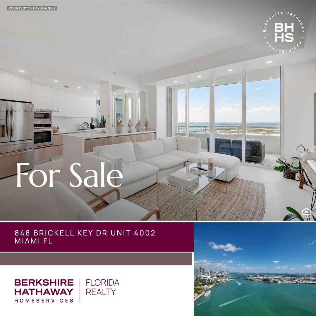 bhhsftlse's tweet photo. Listed For Sale: 848 Brickell Key Dr #4002 | Miami, FL
A stunning Pre-Penthouse with 10' ceilings, marble floors, panoramic water &amp; skyline views. Renovated chef's kitchen, resort-style living. 2nd bed is a den.
Contact Daysi Morey for details!

#MiamiRealEstate #LuxuryLiving https://t.co/L2xGbLSM6I