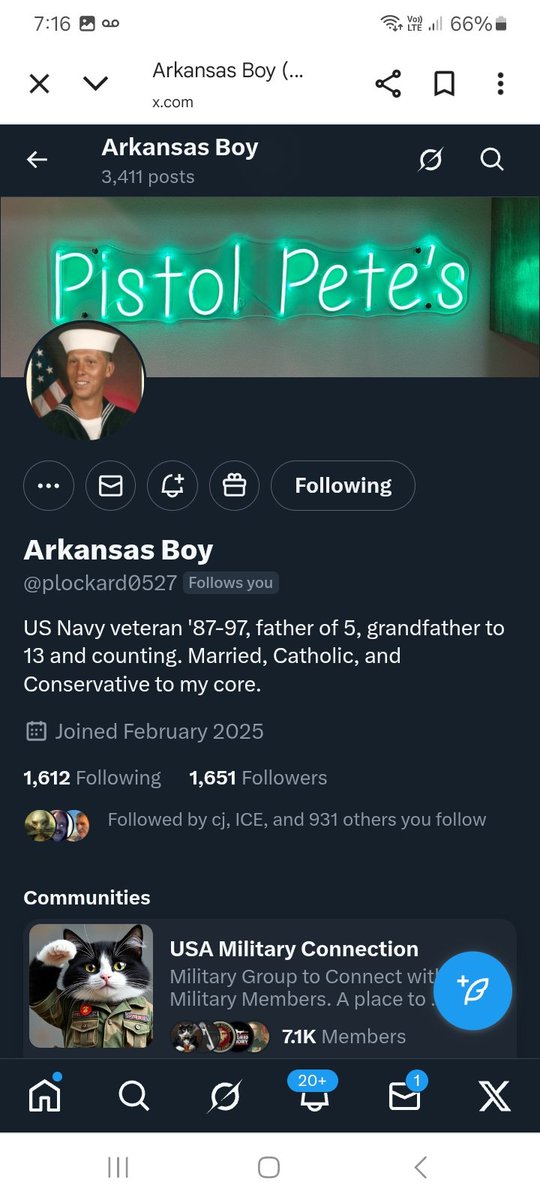 Can we find this Navy Veteran some more followers, please support <a href="/plockard0527/">Arkansas Boy</a> with a follow, repost 💪 🫶 🤙 👊 💥 💯 🇺🇸🫡